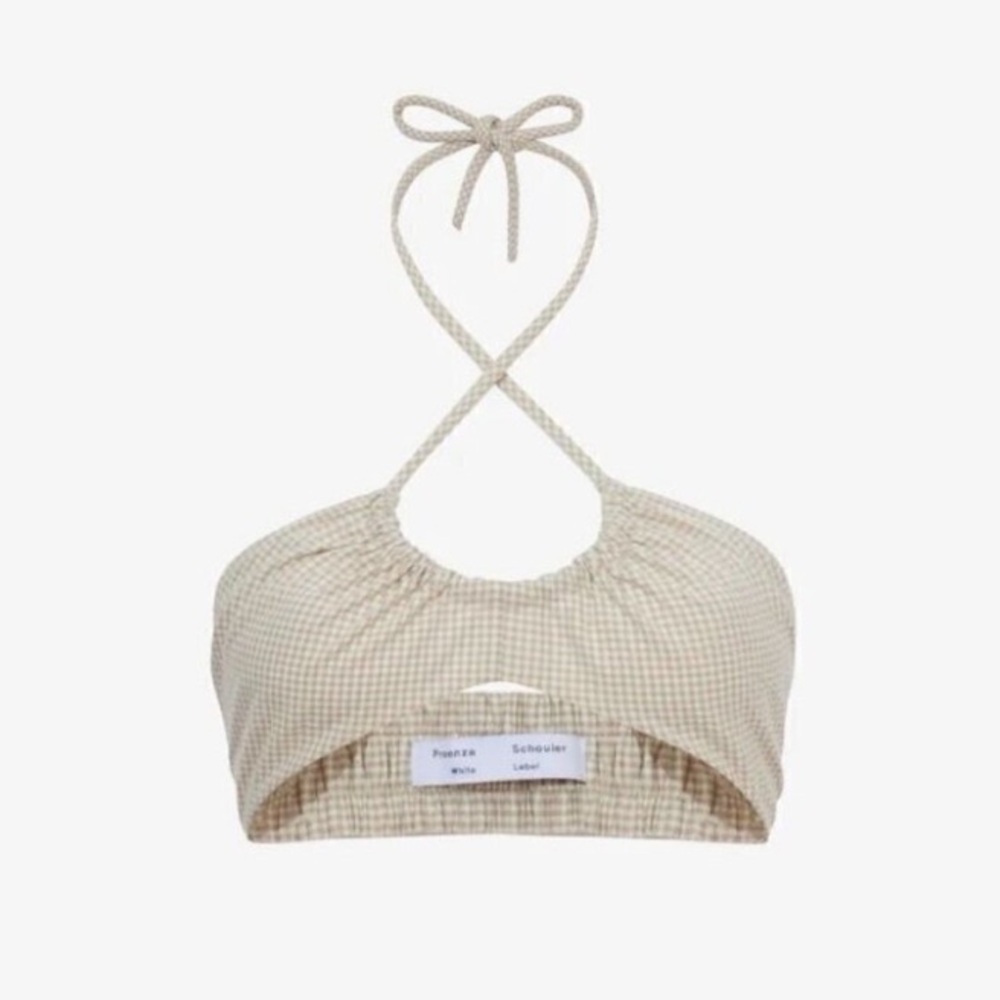 NWT Proenza Schouler White Label Cropped Gingham Halter Bralette